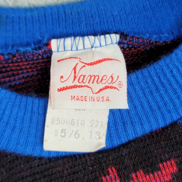 Names Made in USA Vintage Youth Abstract Camo Sweater Youth Size 5 / 6 - 13 - Picture 8 of 9